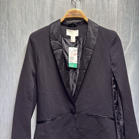 H&M Charcoal Blazer with open sleeves size 4 NWT - Picture 3 of 9